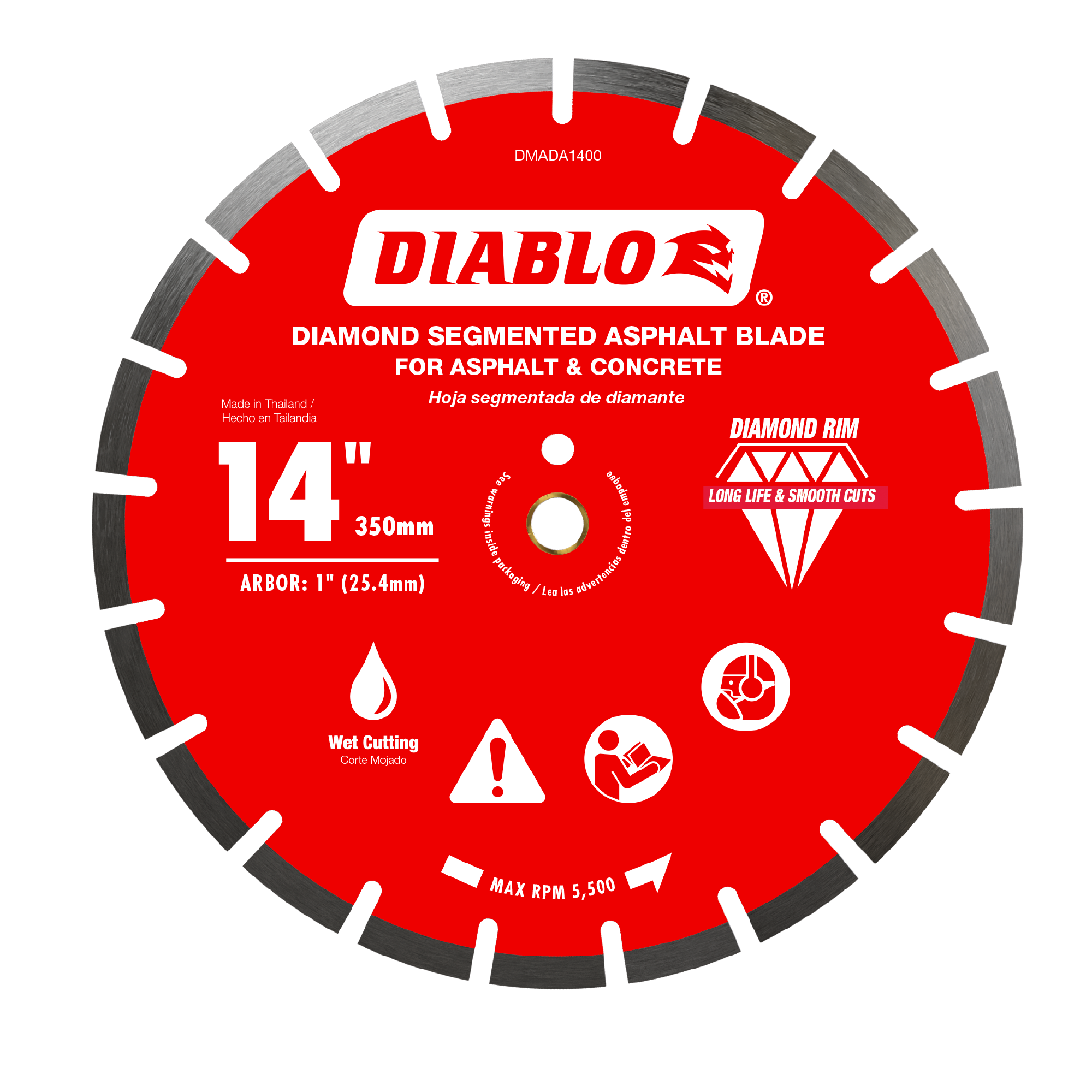 Diablo DMADA1400 14" Diamond Segmented Blade for Asphalt