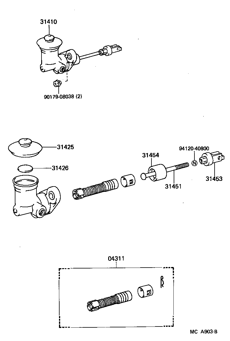 Cylinder Kit, Clutch Master Toyota, 04311-17012