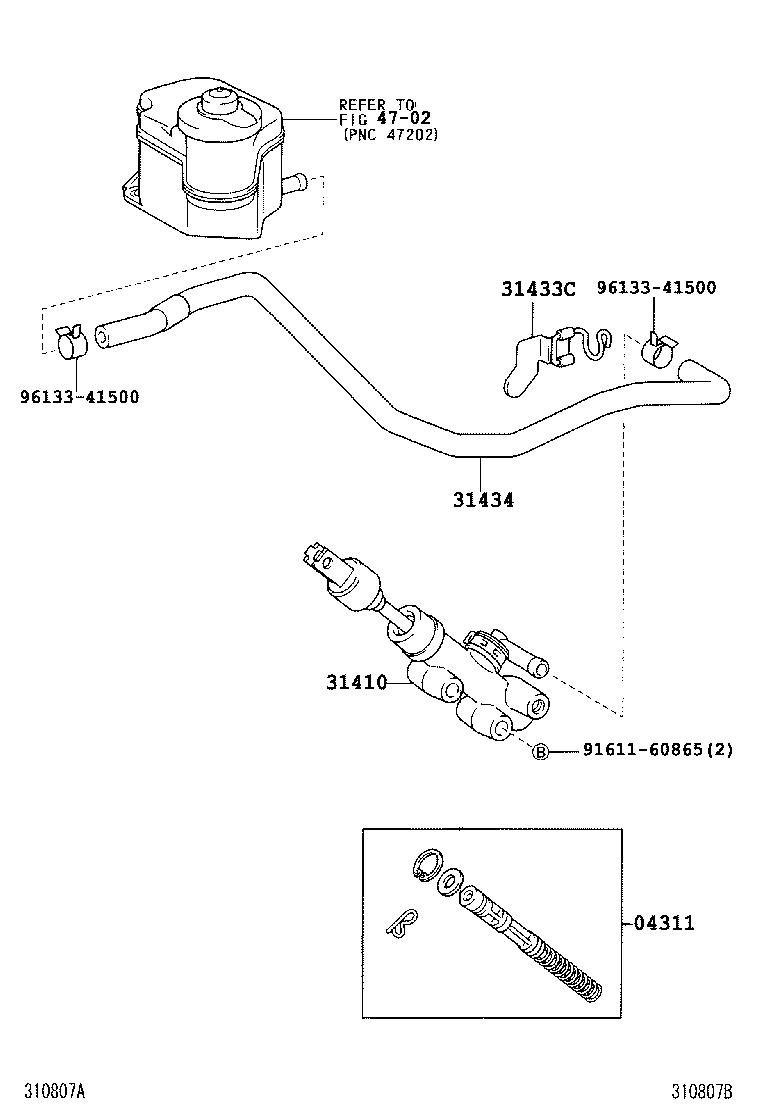 Cylinder Kit, Clutch Master Toyota, 04311-28030