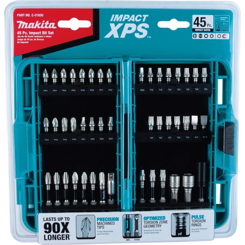 Makita E-01650 Impact XPS Assorted Impact Driver Bit Set Steel 45 pc