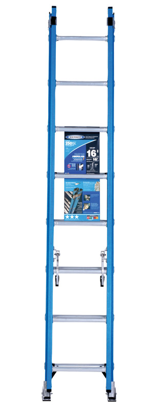 Werner D6016-2 16 ft. H Fiberglass Extension Ladder Type I 250 lb. cap.