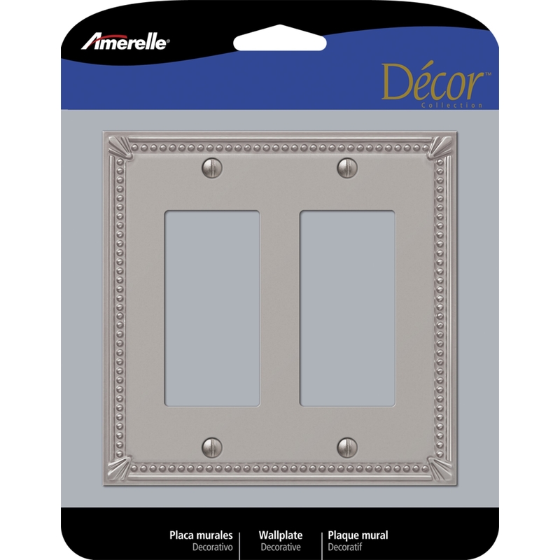 Amerelle 74RRBN Imperial Bead Brushed Nickel 2 gang Metal Decorator Wall Plate 1 pk