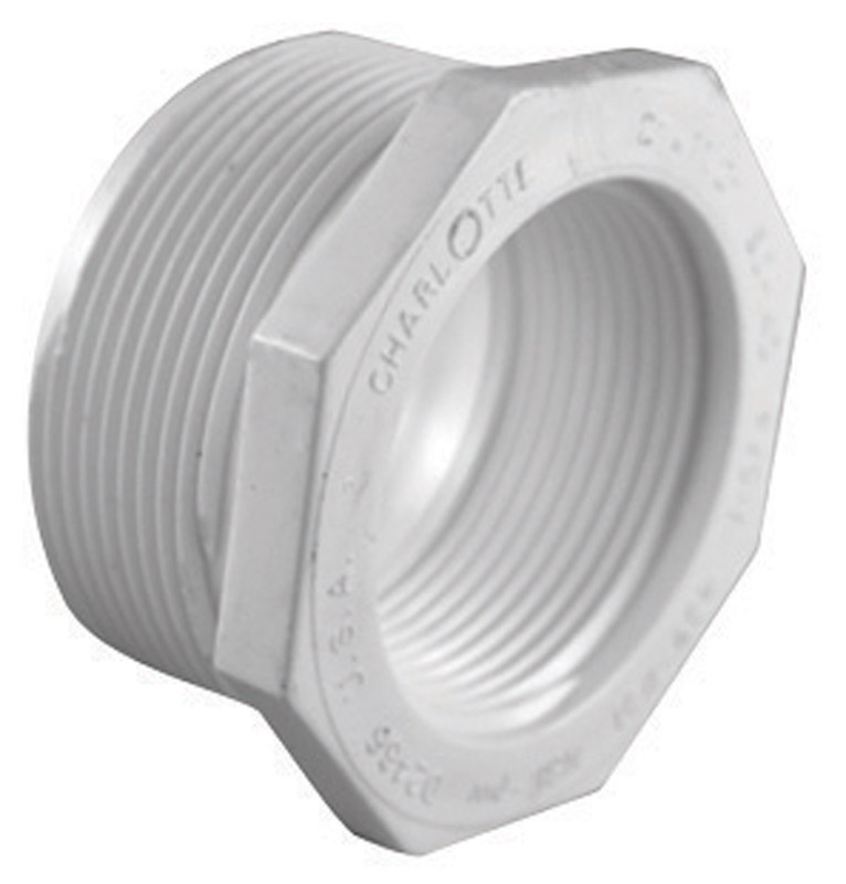 Charlotte Pipe PVC 02112 3200 Schedule 40 1-1/2 in. MPT X 1 in. D FPT PVC Reducing Bushing 1 pk