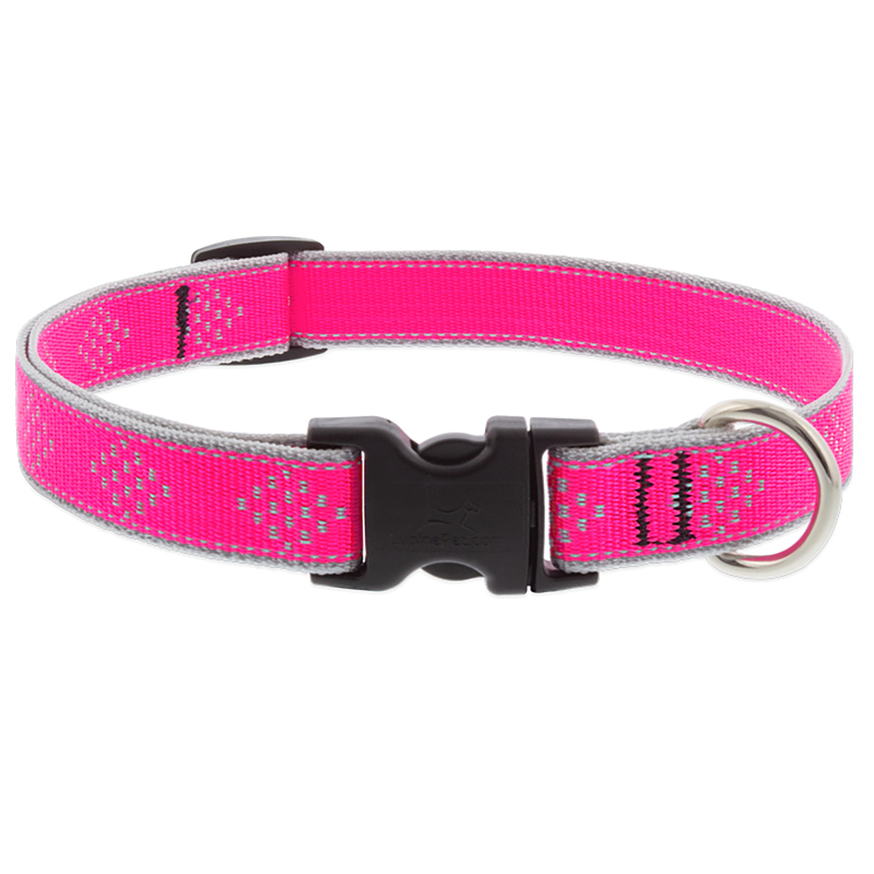 Lupinepet 48201 Reflective Pink Diamond Nylon Dog Adjustable Collar