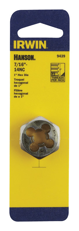 Irwin 9439 Hanson SAE 7/16 in. Hexagon Die