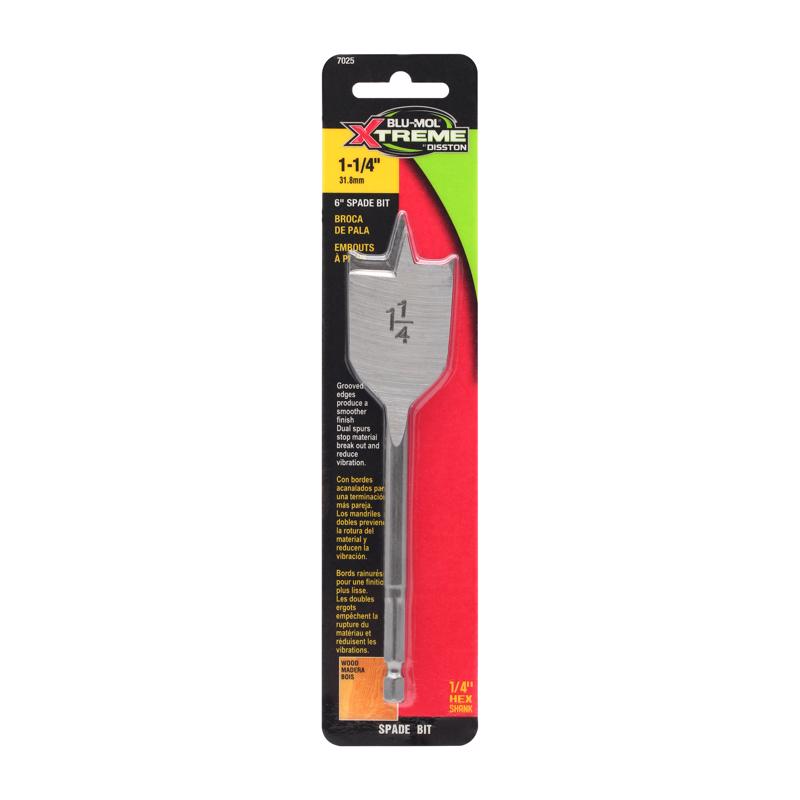 Blu-Mol Xtreme E0217025 1-1/4 in. X 6 in. L Carbon Steel Spade Bit Hex Shank 1 pk