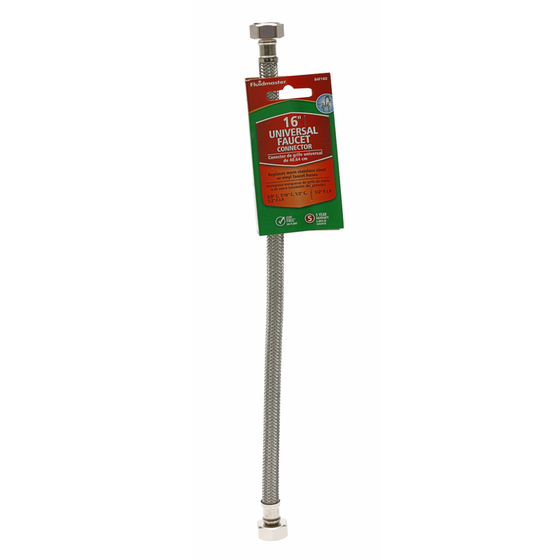 Fluidmaster B4F16U Universal 1/2 in. FIP Compression 16 in. Braided Stainless Steel Supply Line