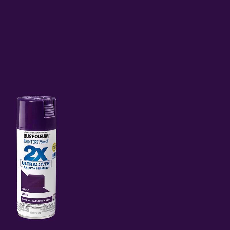 Rust-Oleum 334042 Painter's Touch 2X Ultra Cover Gloss Purple Paint+Primer Spray Paint 12 oz