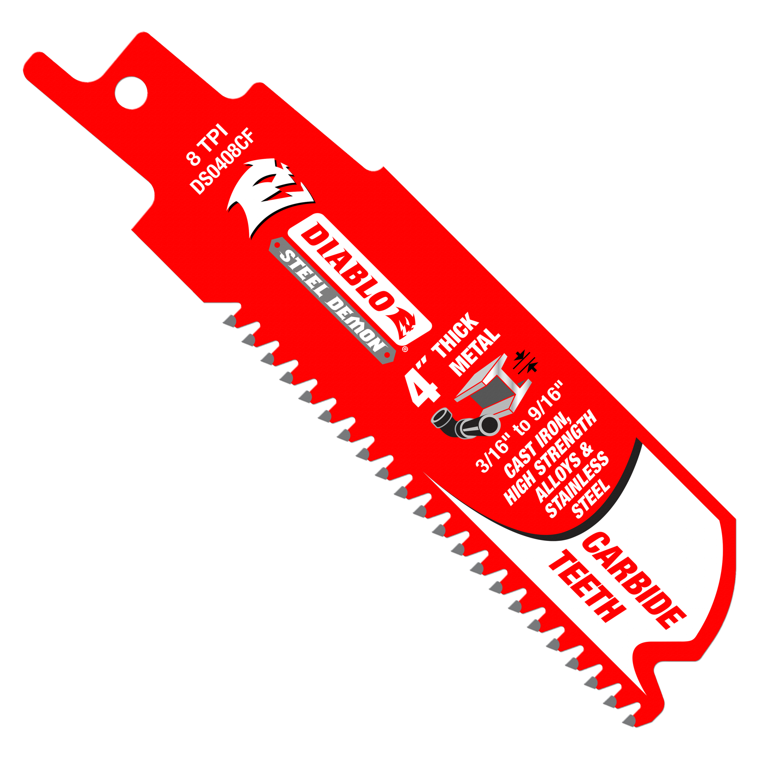 Diablo DS0408CF 4" 8TPI Steel Demon™ Carbide Teeth Reciprocating Saw Blade for Thick Metal