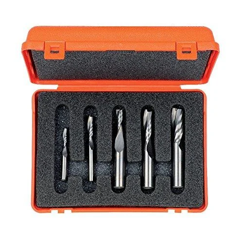 CMT 192.000.02 Solid Carbide 5-Piece Upcut Spiral Bit Set 3/16″ to 1/2″ Shank RH