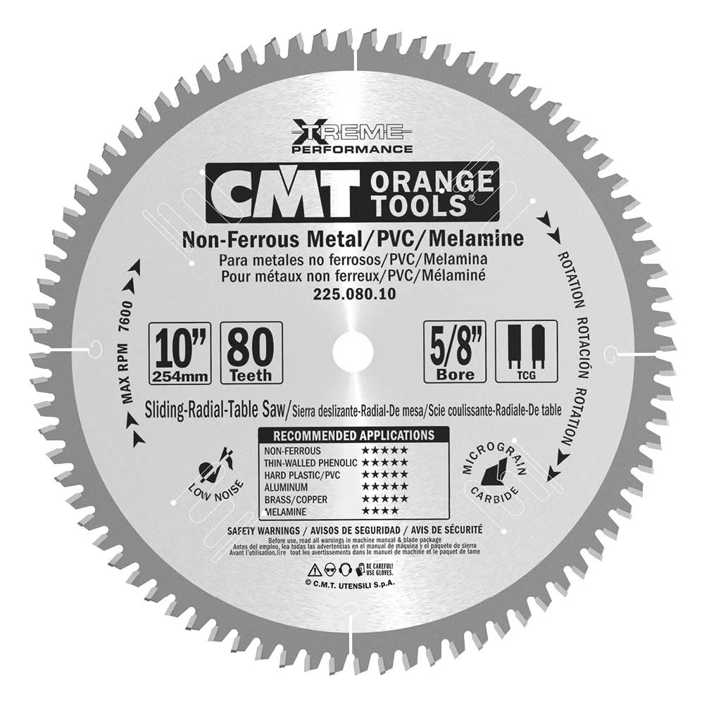 CMT 225.060.08 Non-Ferrous Metal and Melamine Saw Blade 8-1/2″ x 5/8″ T60 TCG