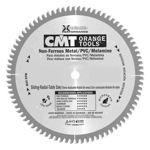CMT 225.709.12 Non-Ferrous Metal and Melamine Saw Blade 12″ x 5/8″ T108 TCG Neg