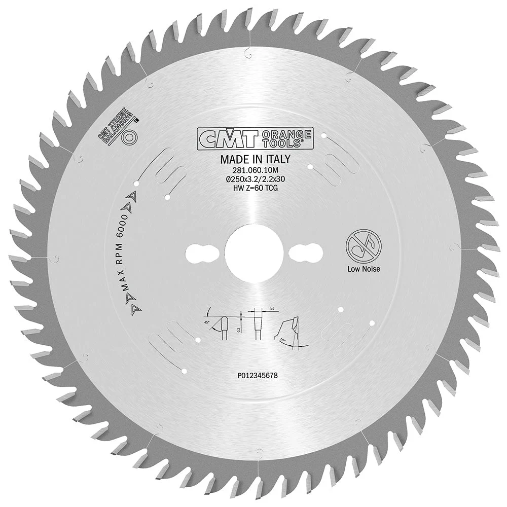 CMT 281.060.10M Industrial Cabinet shop Saw Blade 10″ x 5/8″ T60 TCG