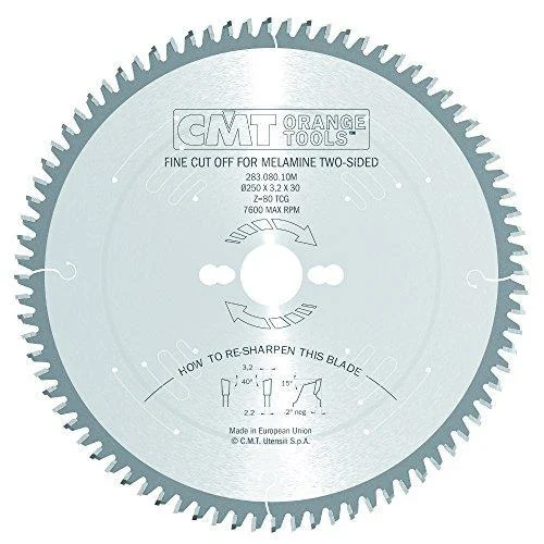 CMT 283.080.10M Ultra Finish Plywood & Melamine Saw Blade 250x30mm T80 Hi-ATB