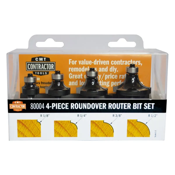 CMT 80004 4 Pc Contractor Roundover Set S=1/4″ R=1/8″-1/4″-3/8″-1/2″