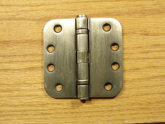 4" X 4" With 5/8" Radius Corners Antique Brass Commercial Ball Bearing Hinges - Sold In Pairs