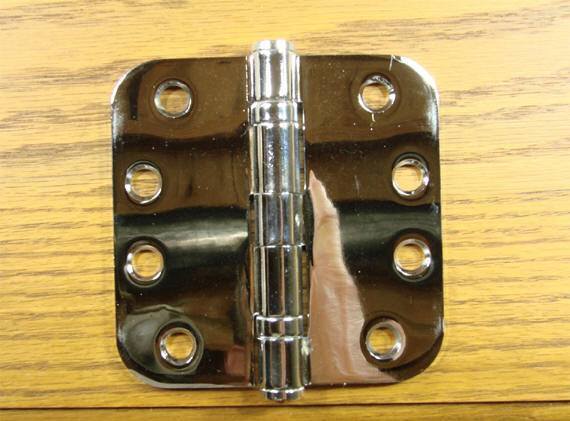 4" X 4" With 5/8" Radius Corners Polished Chrome Commercial Ball Bearing Hinges - Sold In Pairs