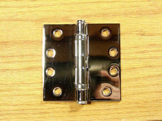 4" X 4" With Square Corners Polished Chrome Commercial Ball Bearing Hinge - Sold In Pairs