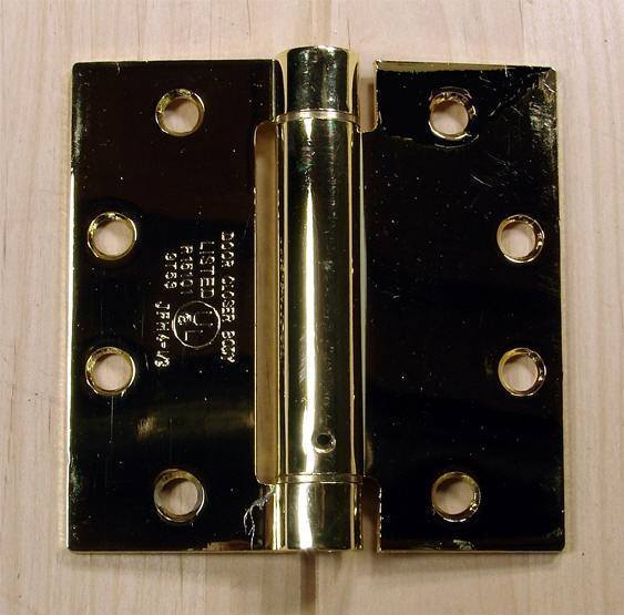 Commercial Spring Hinges - Bright Brass - 4 1/2" X 4 1/2" With Square Corner - Sold In Pairs