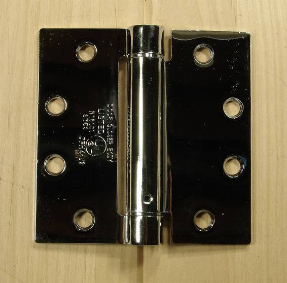 Commercial Spring Hinges - Polished Chrome - 4 1/2" X 4 1/2" With Square Corner - Sold In Pairs