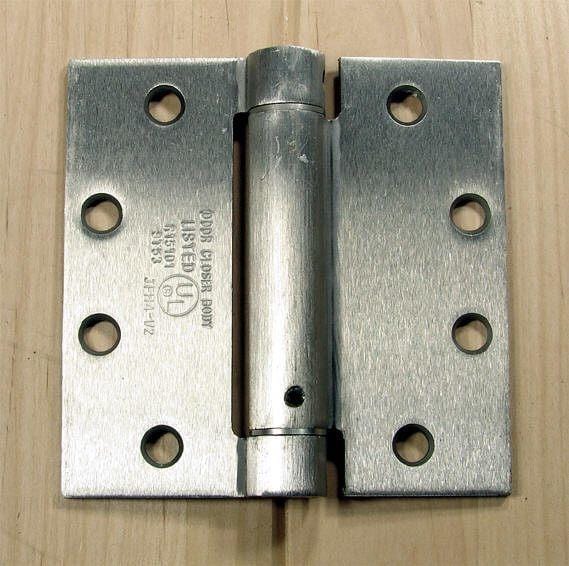 Commercial Spring Hinges - Satin Chrome - 4 1/2" X 4 1/2" With Square Corner - Sold In Pairs