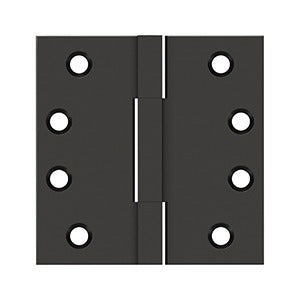 Square Barrel Hinges - Full Mortise Type - Heavy Weight 3 Knuckle Plain Bearing - 2 Pack