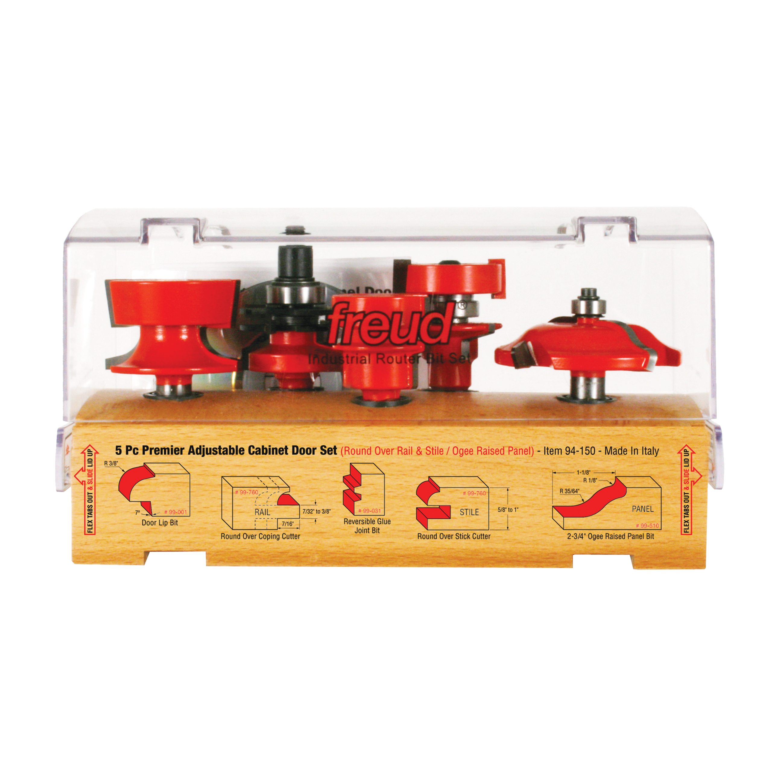 Freud 94-150 5 Piece Premier Adjustable Cabinet Bit Set