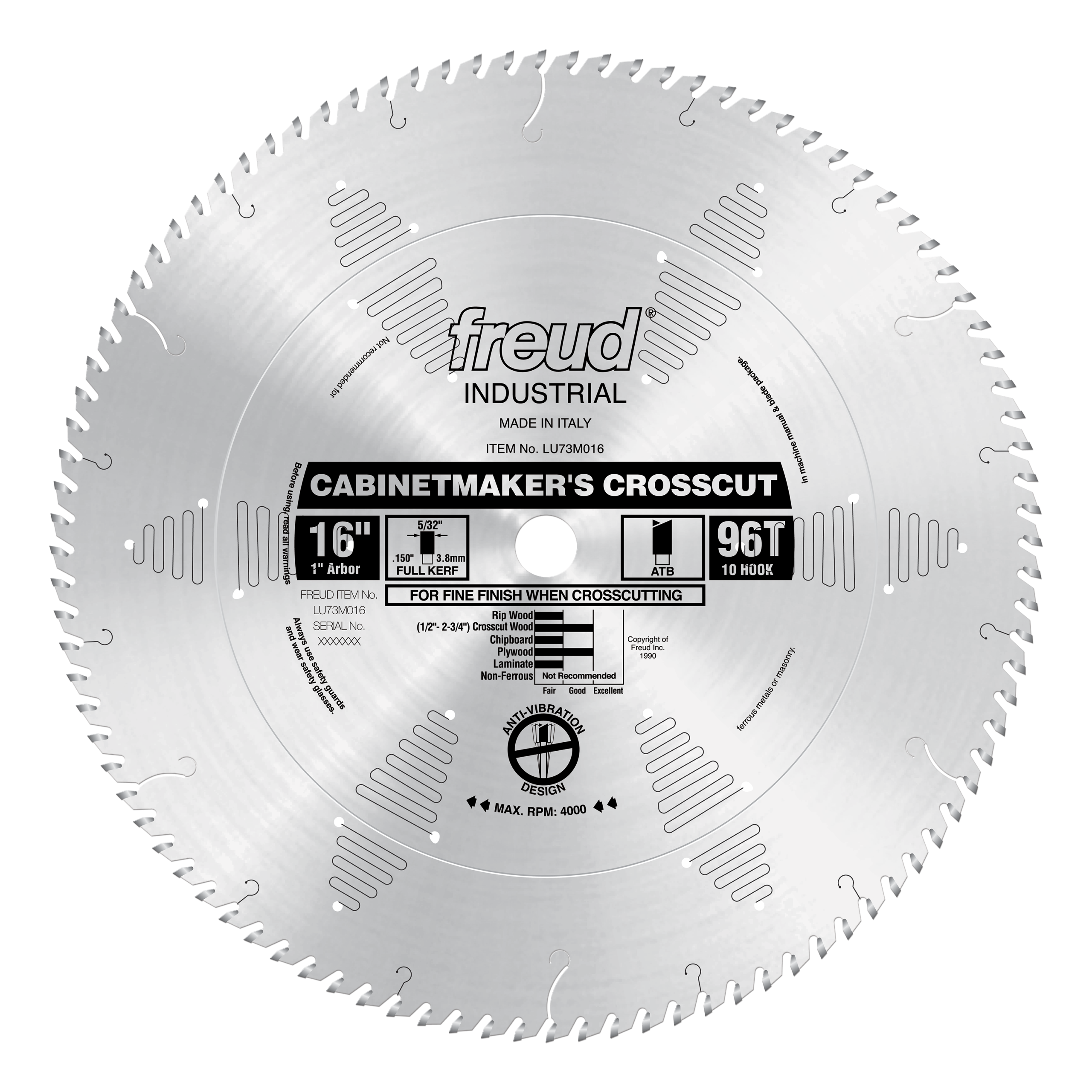 Freud LU73M016 16" Cabinetmaker’s Crosscut Blade