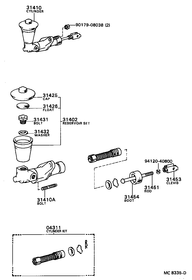 Cylinder Kit, Clutch Master Toyota, 04311-32011