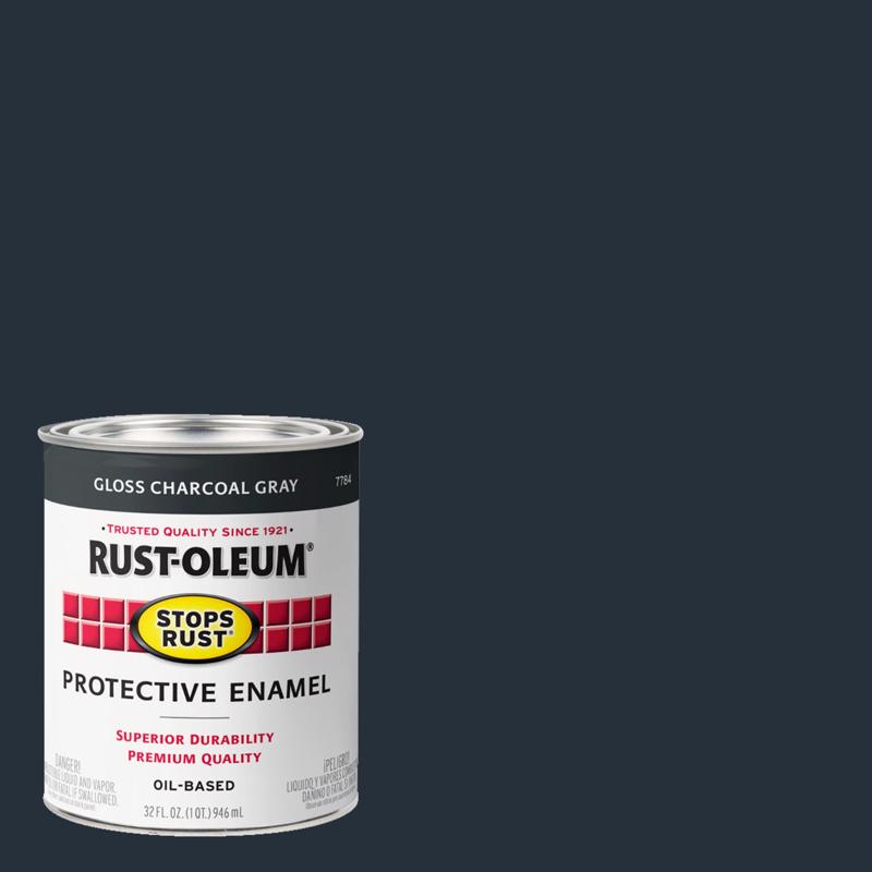 Rust-Oleum 7784502 Stops Rust Indoor and Outdoor Gloss Charcoal Gray Oil-Based Protective Paint 1 qt