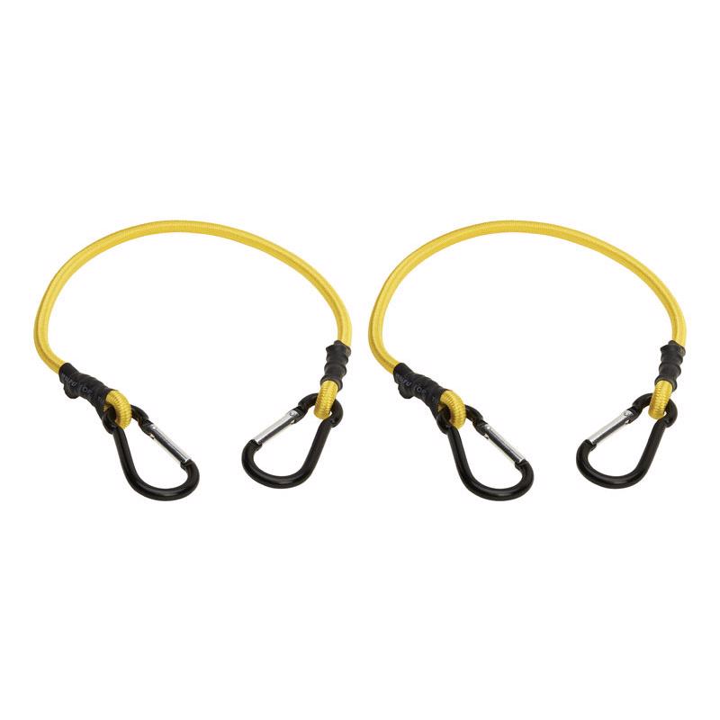 Keeper 06080 Yellow Carabiner Style Bungee Cord 24 in. L X 0.315 in. 2 pk