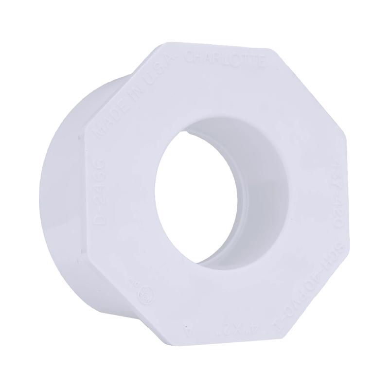 Charlotte Pipe PVC 02107 4000 Schedule 40 4 in. Spigot X 2 in. D Slip PVC Reducing Bushing 1 pk