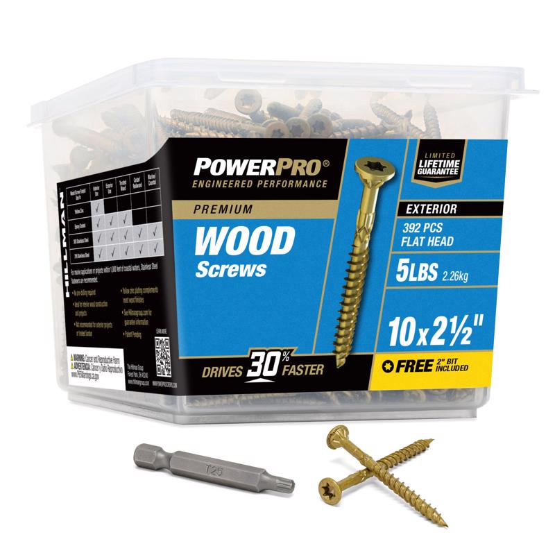 Hillman 48612V4 Power Pro No. 10 Ga. X 2-1/2 in. L Bronze Star Flat Head Exterior Deck Screws 5 lb 392 pk