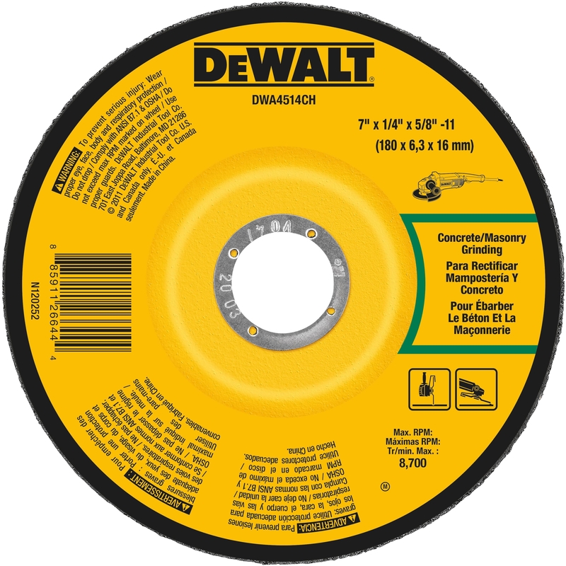 Dewalt DWA4514CH 7 in. D X 5/8 in. X 1/4 in. thick Masonry Grinding Wheel 1 pc