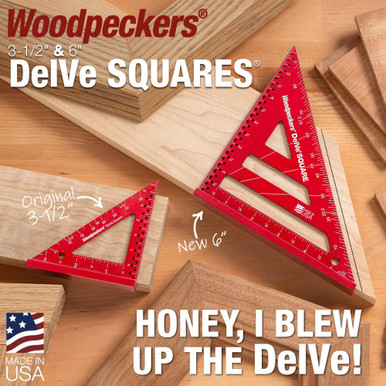 Woodpeckers DELVESQAL6 DelVe Square - 6 Inch - Aluminum + Rack-It