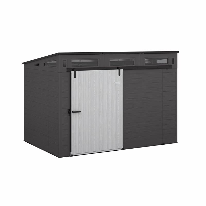 Suncast BMS9005D Modernist Barn Door 10 ft. x 7 ft. Resin Horizontal Barn Storage Shed with Floor Kit