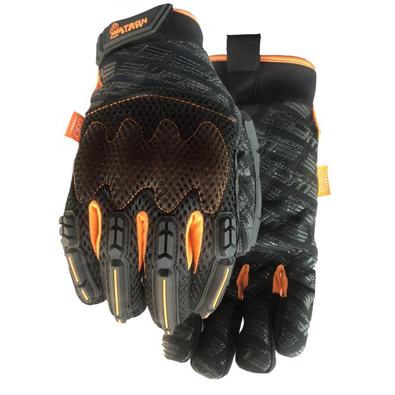 Watson Gloves 025-L L Spandex Overtime Black/Orange Impact Gloves