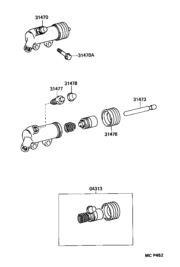 Cylinder Kit, Clutch Release Toyota, 04313-14020