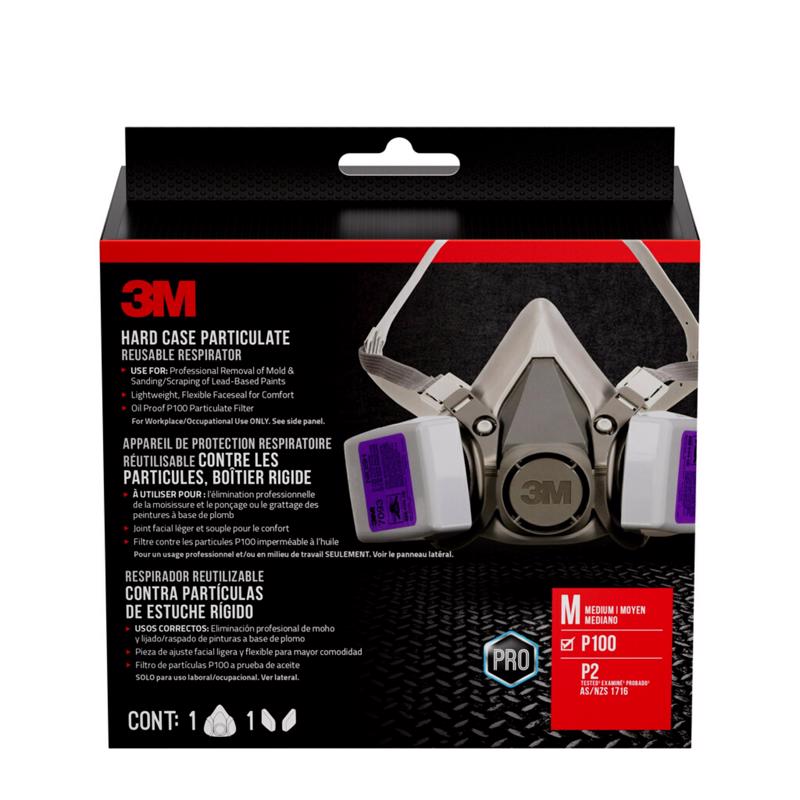 3M 62093H1-DC P100 Lead Paint Removal Respirator Valved Gray M 1 pk