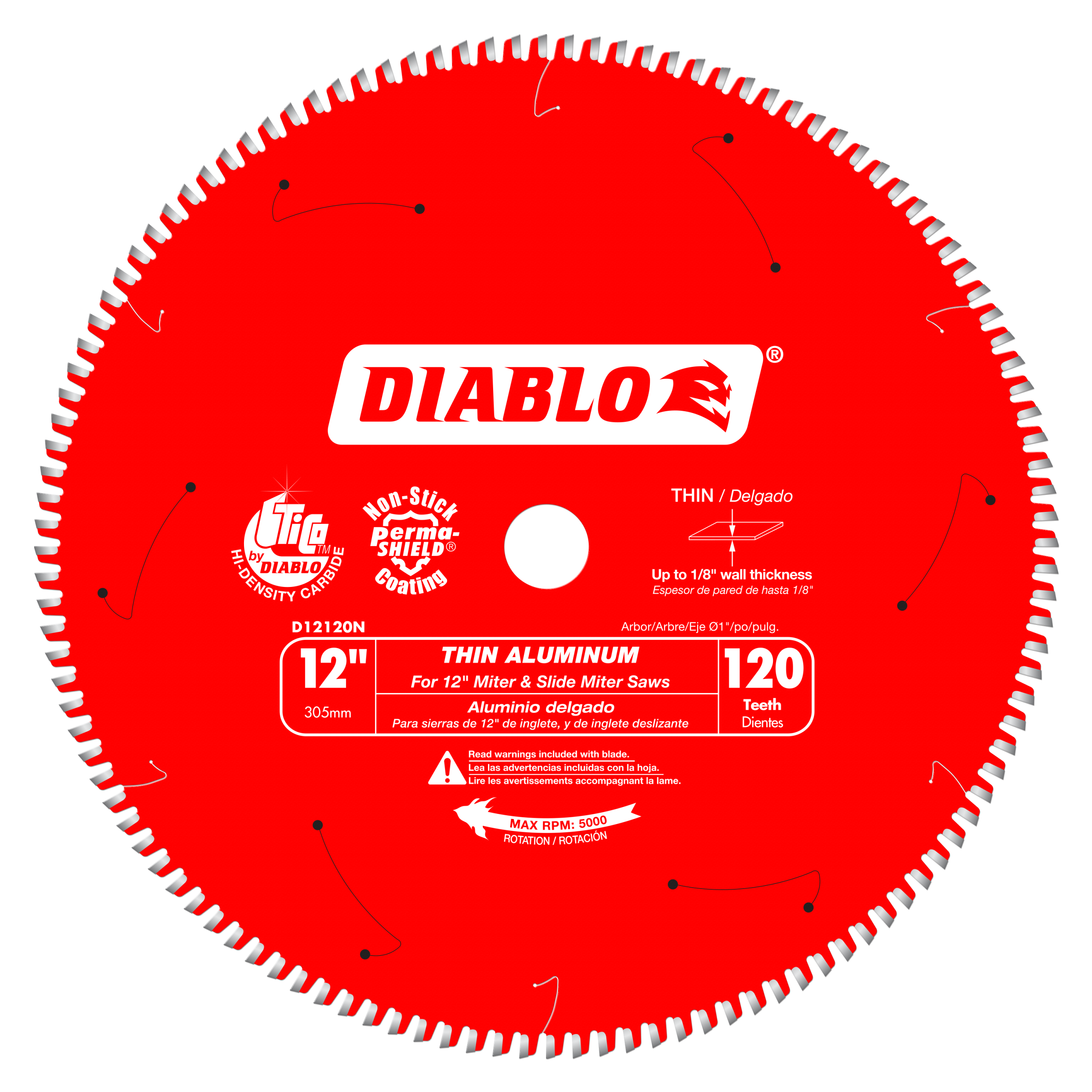 Diablo D12120N 12" 120-Tooth Thin Aluminum Cutting Circular Saw Blade