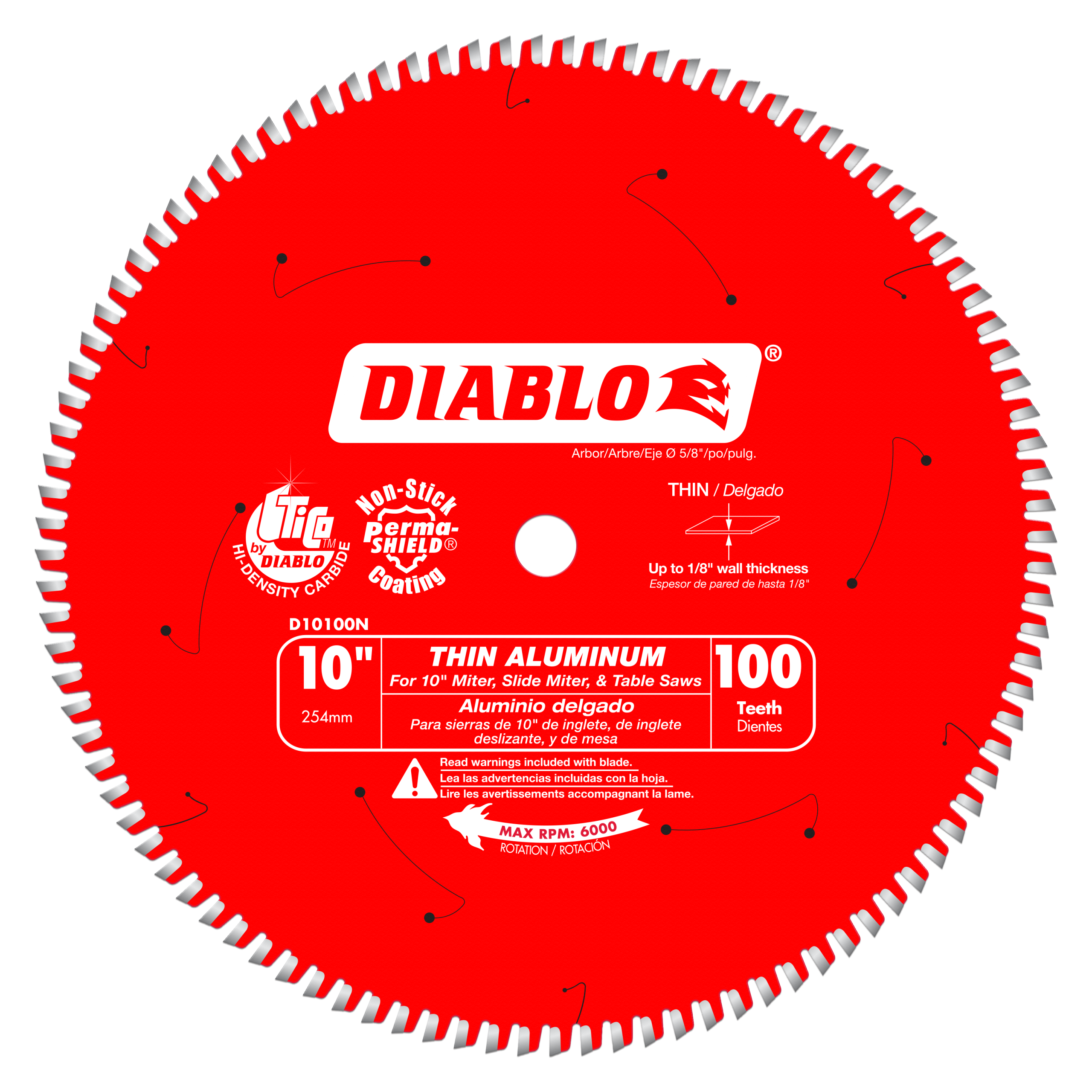 Diablo D10100N 10" x 100-Teeth Saw Blade for Thin Aluminum
