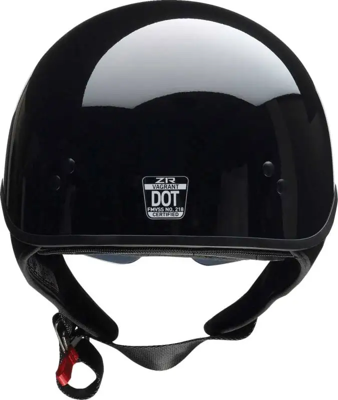 Z1R Vagrant NC Half Helmet 2XL XXL Gloss Black Drop Down Sun Visor DOT Removable