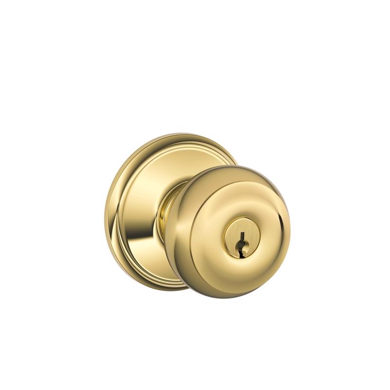Schlage F51VGEO505605 Georgian Bright Brass Entry Door Knob 1-3/4 in.