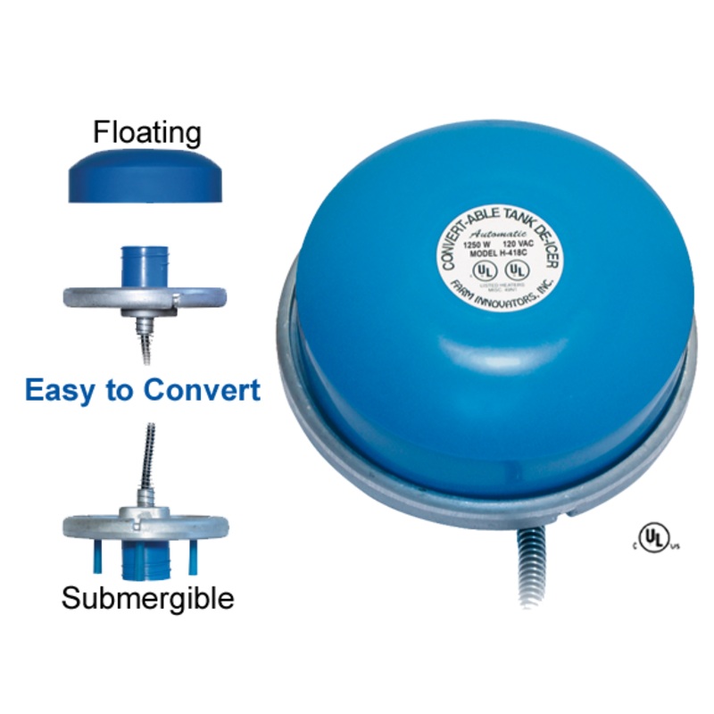 Farm Innovators H-418C Convert-Able Stock Tank De-Icer