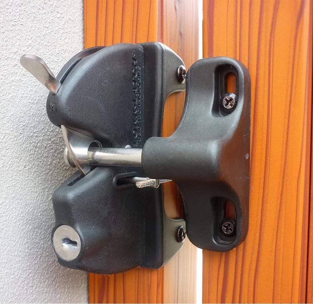 Black Gate Security Latch - 2 Sided - Lockable - Keyed Alike Llaab