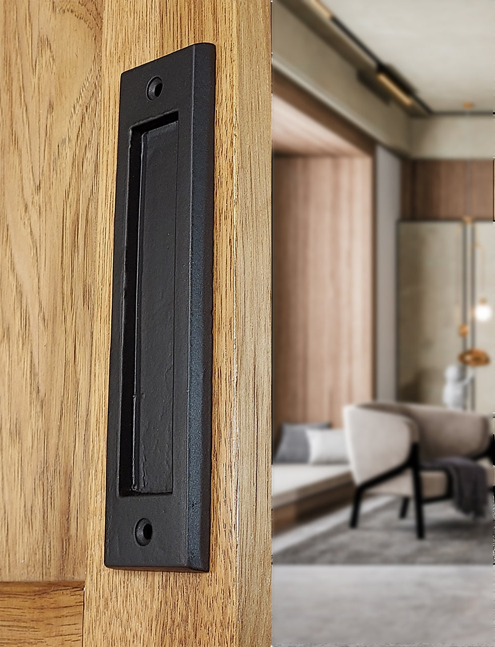 Flush Pull Barn Door Handle Handle -7 Inch - Sleek Modern Finger Pull Handle- "Easy Mount" - Sold Individually