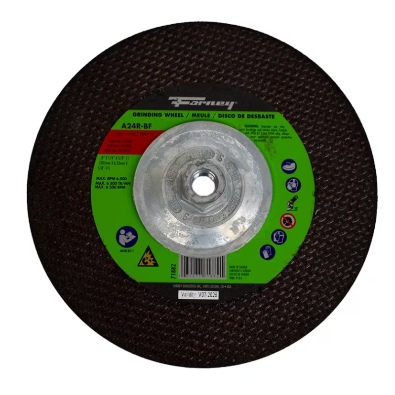 Forney Industries Grinding Wheel, Metal, Type 27, 8 in x 1/4 in x 5/8 in-11