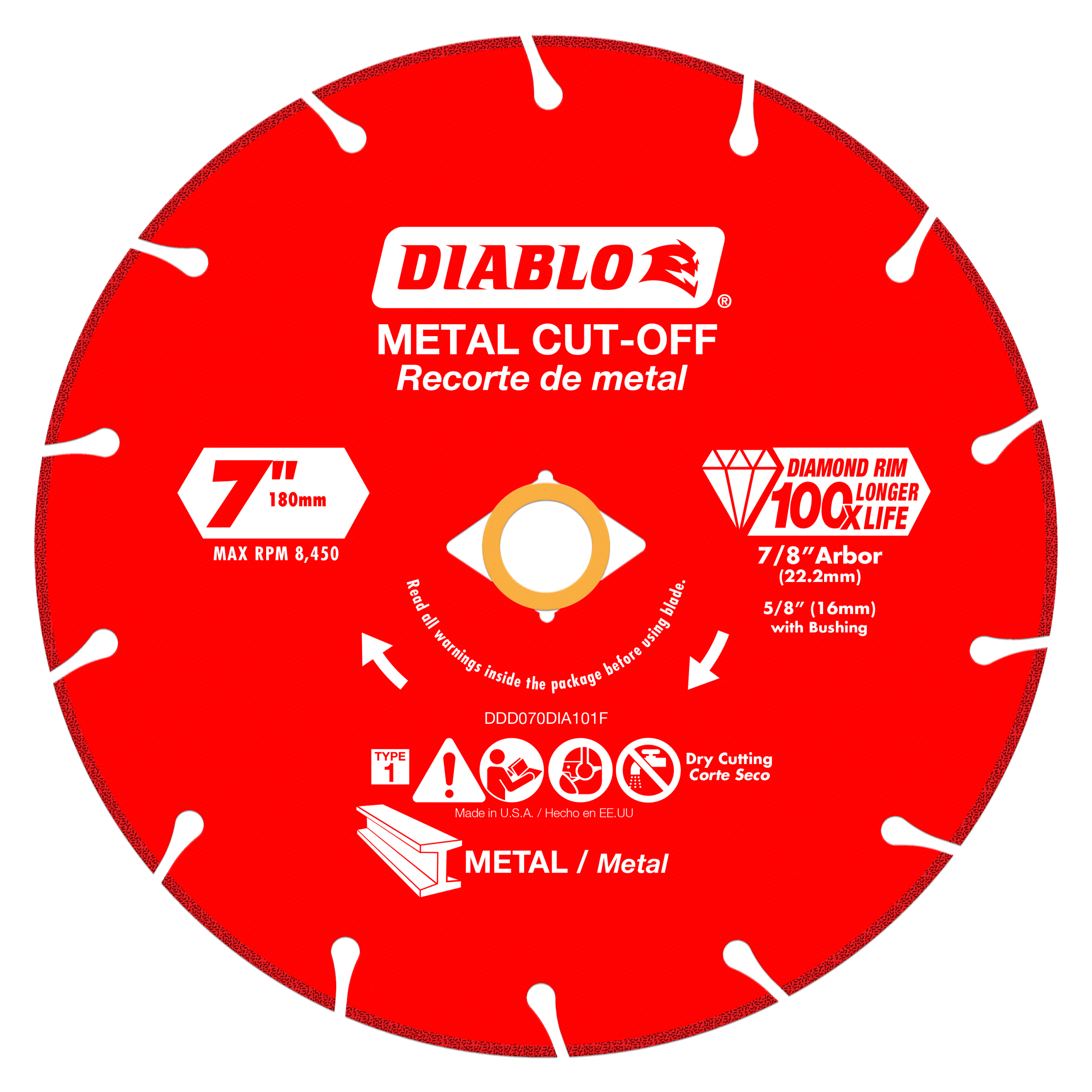 Diablo DDD070DIA101F 7" Diamond Metal Cut-Off Disc