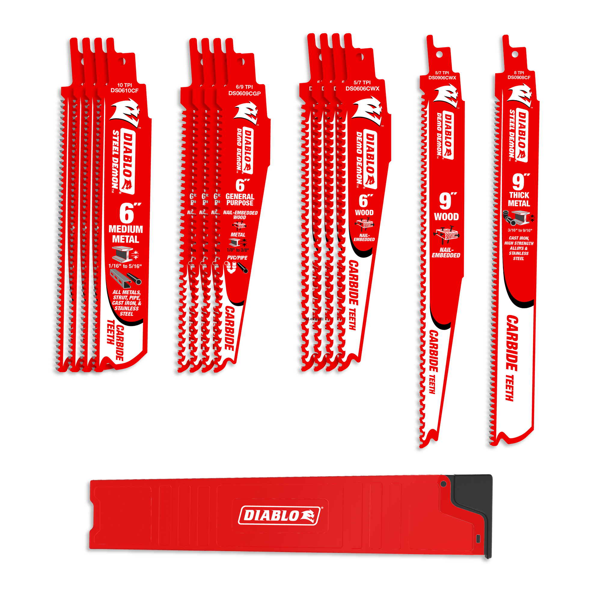 Diablo DS0014SC Demo Demon™ & Steel Demon™ Carbide Teeth Reciprocating Blade Set (14-pc)