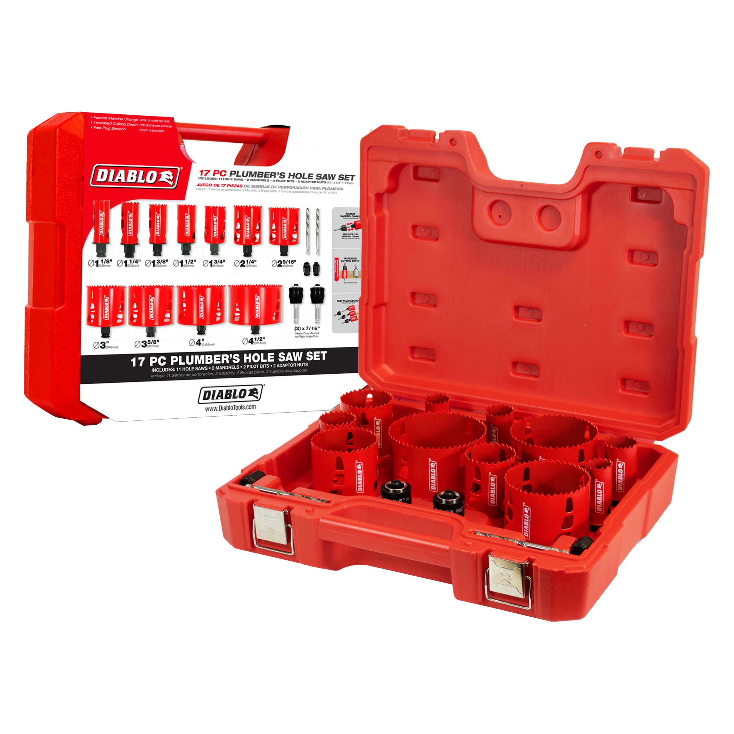 Diablo DHS17SPL 17 pc Bi-Metal Hole Saw Set for Plumbers